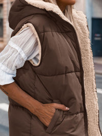 PRETTYGARDEN Womens Fall Reversible Vests Sleeveless Fleece Jacket Zip Up Hoodie Pockets Long Warm Winter Coat Outerwear