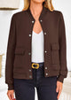Casual Long Sleeve Button up Lightweight Varsity Bomber Jackets