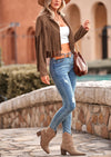 PRETTYGARDEN Women's Fringe Faux Suede Leather Jackets Fashion Tassel Motorcycle Cropped Coats
