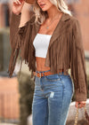 PRETTYGARDEN Women's Fringe Faux Suede Leather Jackets Fashion Tassel Motorcycle Cropped Coats