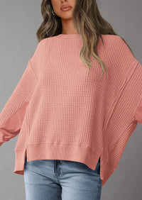 PRETTYGARDEN Oversized Sweatshirt for Women Fashion Crewneck Long Sleeve Pullover Waffle Knit Tops Fall Trendy Clothes