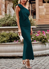 PRETTYGARDEN Summer One Shoulder Long Formal Women's Dress Sleeveless Ruched Bodycon Wedding Guest Slit Maxi Dresses