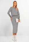 PRETTYGARDEN 2 Piece Skirts Sets For Women Fall Fashion Striped Sweater Dress Knit Lounge Travel Outfits Winter Clothing