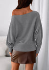 PRETTYGARDEN Women Off The Shoulder Sweater Fall Trendy Long Batwing Sleeve Knit Pullover Going Out Tops Winter Clothing