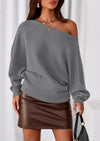 PRETTYGARDEN Women Off The Shoulder Sweater Fall Trendy Long Batwing Sleeve Knit Pullover Going Out Tops Winter Clothing