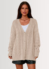 PRETTYGARDEN Women's Cable Knit Sweaters Fall Oversized Chunky Open Front Long Sleeve Cardigan Winter Coats
