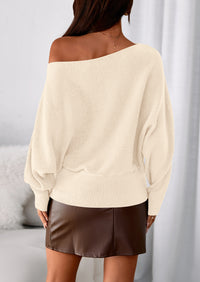 PRETTYGARDEN Women Off The Shoulder Sweater Fall Trendy Long Batwing Sleeve Knit Pullover Going Out Tops Winter Clothing