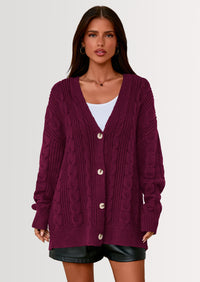 PRETTYGARDEN Women's Cable Knit Sweaters Fall Oversized Chunky Open Front Long Sleeve Cardigan Winter Coats
