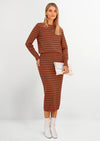 PRETTYGARDEN 2 Piece Skirts Sets For Women Fall Fashion Striped Sweater Dress Knit Lounge Travel Outfits Winter Clothing