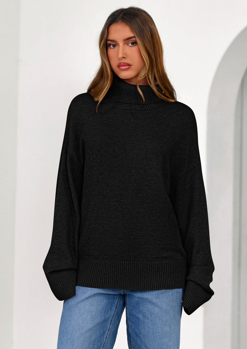 PRETTYGARDEN Womens Turtleneck Long Sleeve Sweater Fall Trendy Loose Fit Casual Tops Chunky Knit Pullover Sweaters