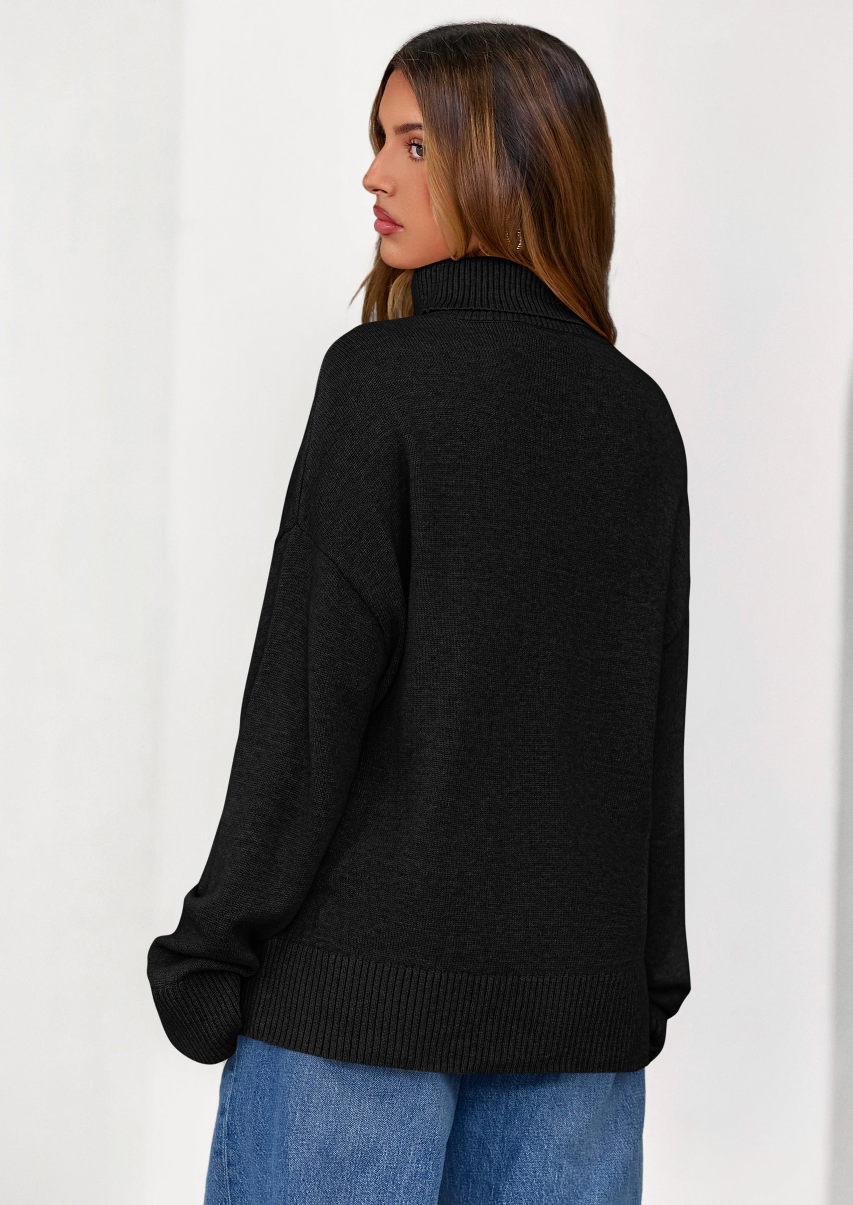 PRETTYGARDEN Womens Turtleneck Long Sleeve Sweater Fall Trendy Loose Fit Casual Tops Chunky Knit Pullover Sweaters