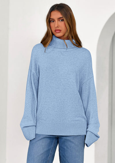 PRETTYGARDEN Womens Turtleneck Long Sleeve Sweater Fall Trendy Loose Fit Casual Tops Chunky Knit Pullover Sweaters