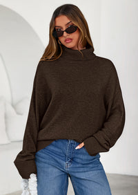 PRETTYGARDEN Womens Turtleneck Long Sleeve Sweater Fall Trendy Loose Fit Casual Tops Chunky Knit Pullover Sweaters