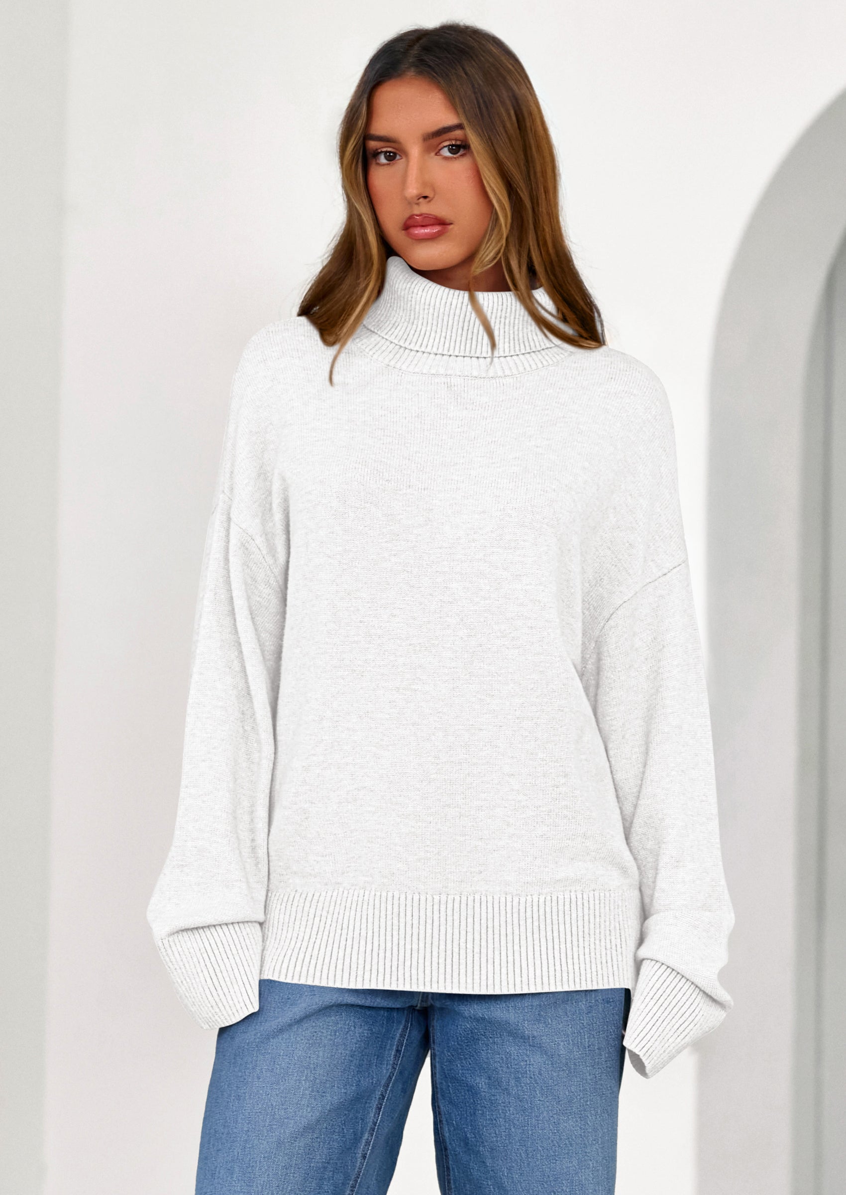 PRETTYGARDEN Womens Turtleneck Long Sleeve Sweater Fall Trendy Loose Fit Casual Tops Chunky Knit Pullover Sweaters