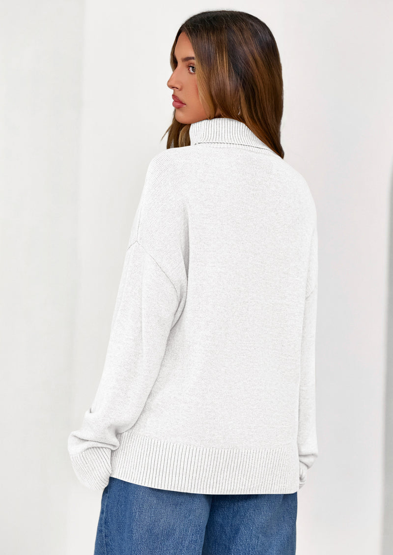 PRETTYGARDEN Womens Turtleneck Long Sleeve Sweater Fall Trendy Loose Fit Casual Tops Chunky Knit Pullover Sweaters