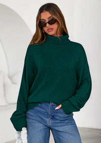 PRETTYGARDEN Womens Turtleneck Long Sleeve Sweater Fall Trendy Loose Fit Casual Tops Chunky Knit Pullover Sweaters