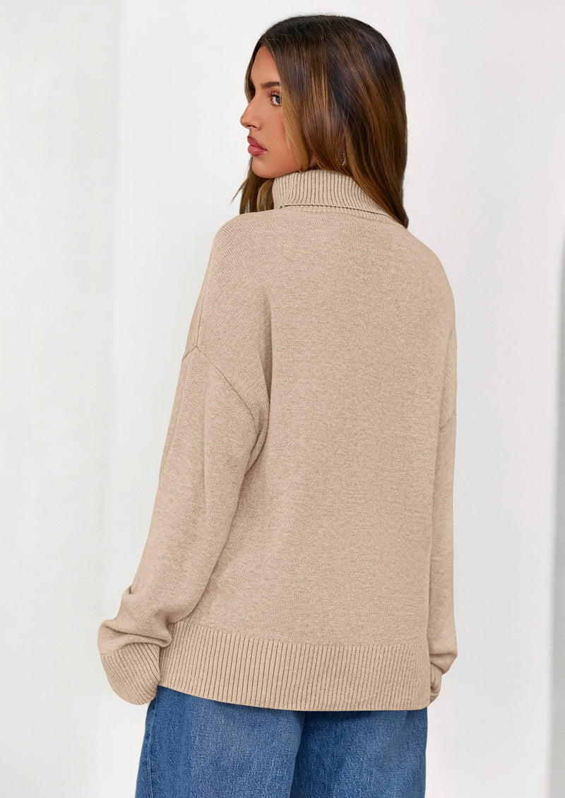 PRETTYGARDEN Womens Turtleneck Long Sleeve Sweater Fall Trendy Loose Fit Casual Tops Chunky Knit Pullover Sweaters