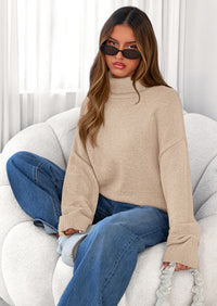 PRETTYGARDEN Womens Turtleneck Long Sleeve Sweater Fall Trendy Loose Fit Casual Tops Chunky Knit Pullover Sweaters