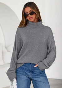 PRETTYGARDEN Womens Turtleneck Long Sleeve Sweater Fall Trendy Loose Fit Casual Tops Chunky Knit Pullover Sweaters