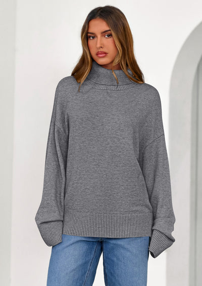 PRETTYGARDEN Womens Turtleneck Long Sleeve Sweater Fall Trendy Loose Fit Casual Tops Chunky Knit Pullover Sweaters