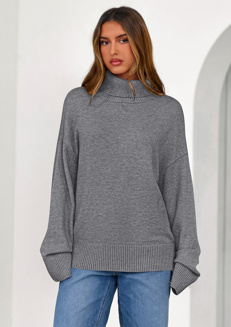 PRETTYGARDEN Womens Turtleneck Long Sleeve Sweater Fall Trendy Loose Fit Casual Tops Chunky Knit Pullover Sweaters