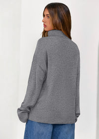 PRETTYGARDEN Womens Turtleneck Long Sleeve Sweater Fall Trendy Loose Fit Casual Tops Chunky Knit Pullover Sweaters