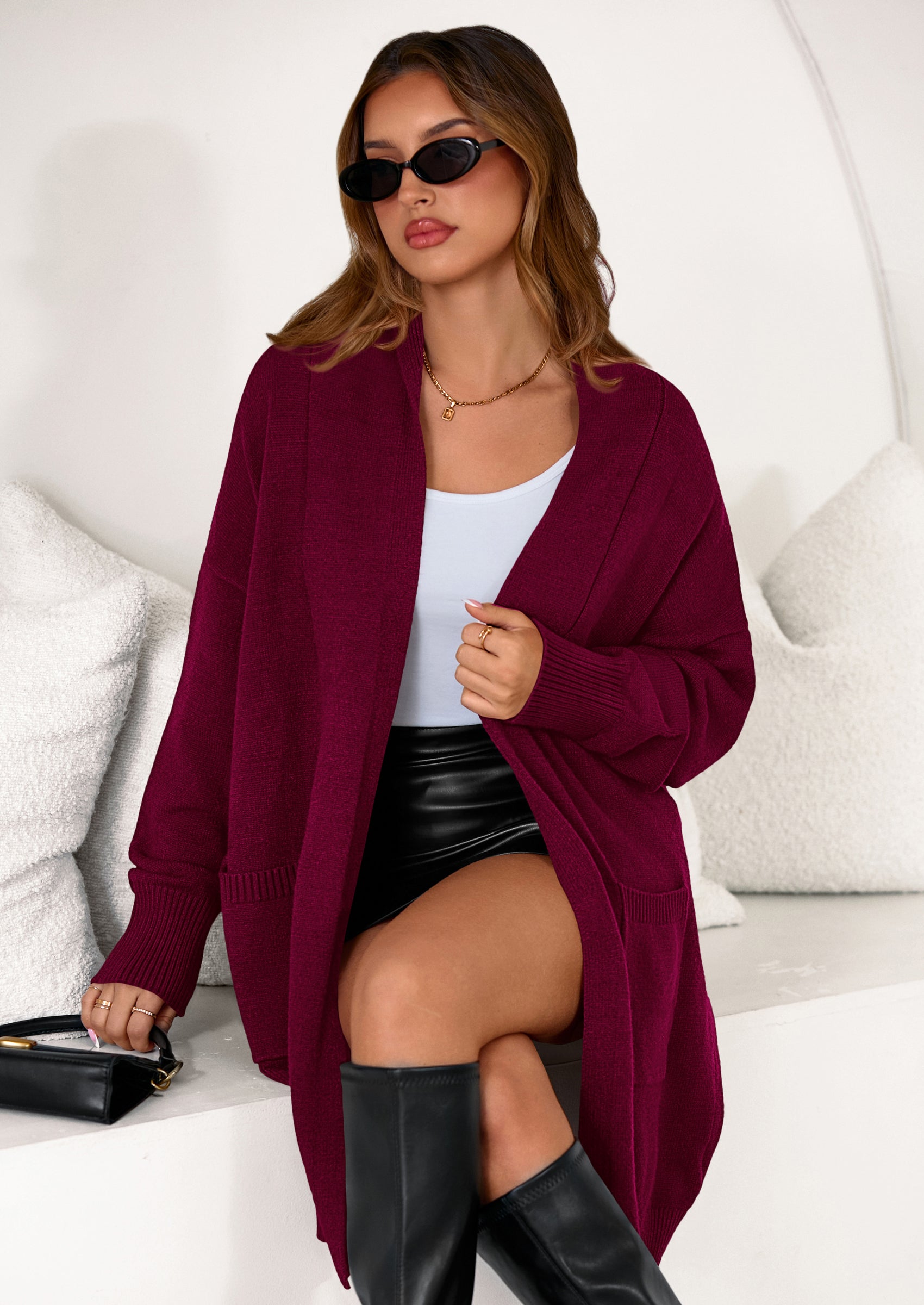 PRETTYGARDEN Women's Open Front Cardigan Long Sleeve Cozy Knit Sweaters Winter Fall Clothes Outerwear Coats