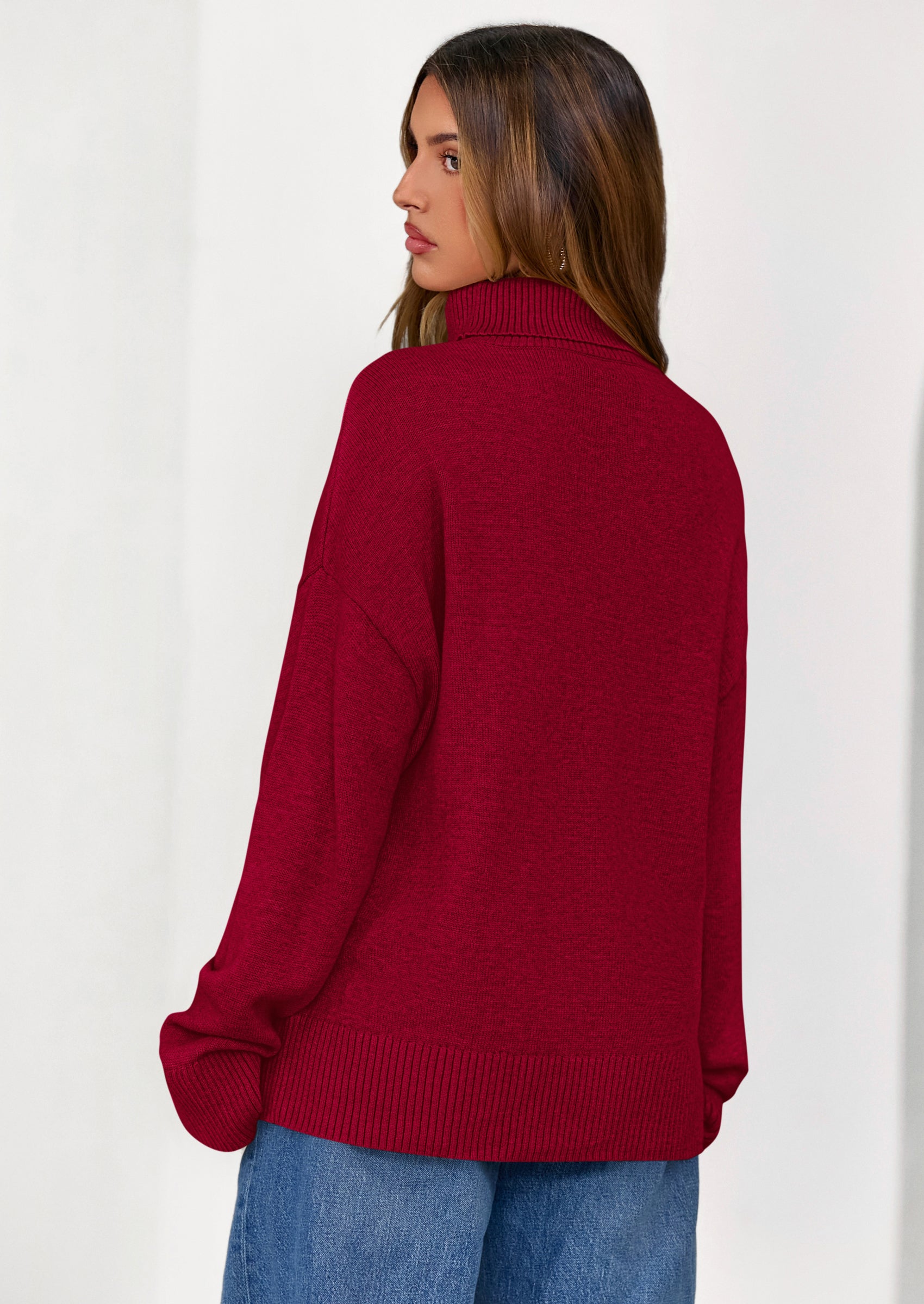 PRETTYGARDEN Womens Turtleneck Long Sleeve Sweater Fall Trendy Loose Fit Casual Tops Chunky Knit Pullover Sweaters