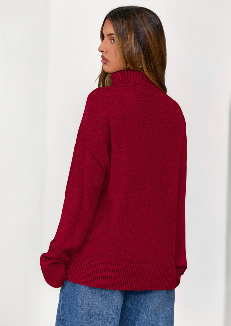 PRETTYGARDEN Womens Turtleneck Long Sleeve Sweater Fall Trendy Loose Fit Casual Tops Chunky Knit Pullover Sweaters