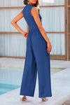 PRETTYGARDEN Womens Summer Jumpsuits Dressy Casual One Piece Outfits Sleeveless Mock Neck Wide Leg Pants Rompers with Pockets