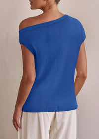 Off The Shoulder Casual Short Sleeve Tunic Lightweight Knit Sweaters