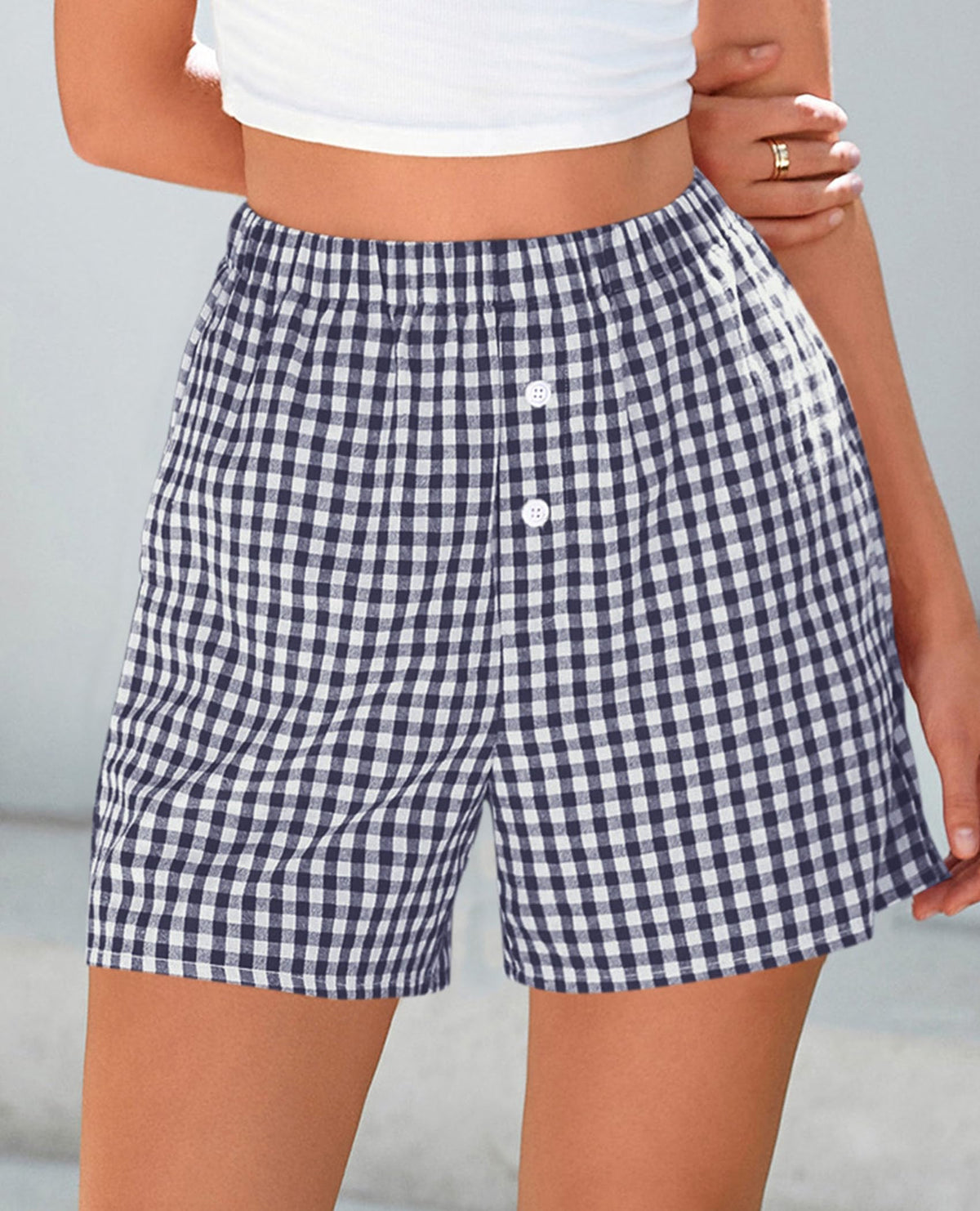 Plaid Casual Y2K Short with Pockets