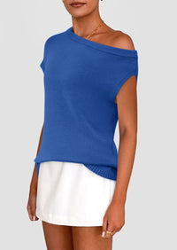 Off The Shoulder Casual Short Sleeve Tunic Lightweight Knit Sweaters