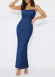 Elegant Spaghetti Strap Lace Floral Bodycon Maxi Dress