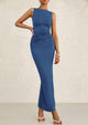 Sleeveless Ruched Bodycon Slit Long Maxi Dresses