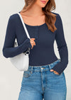 PRETTYGARDEN Women's Summer Long Sleeve Henley T Shirts Ribbed Knit Button Slim Fitted Basic Casual Going Out Fall Tops