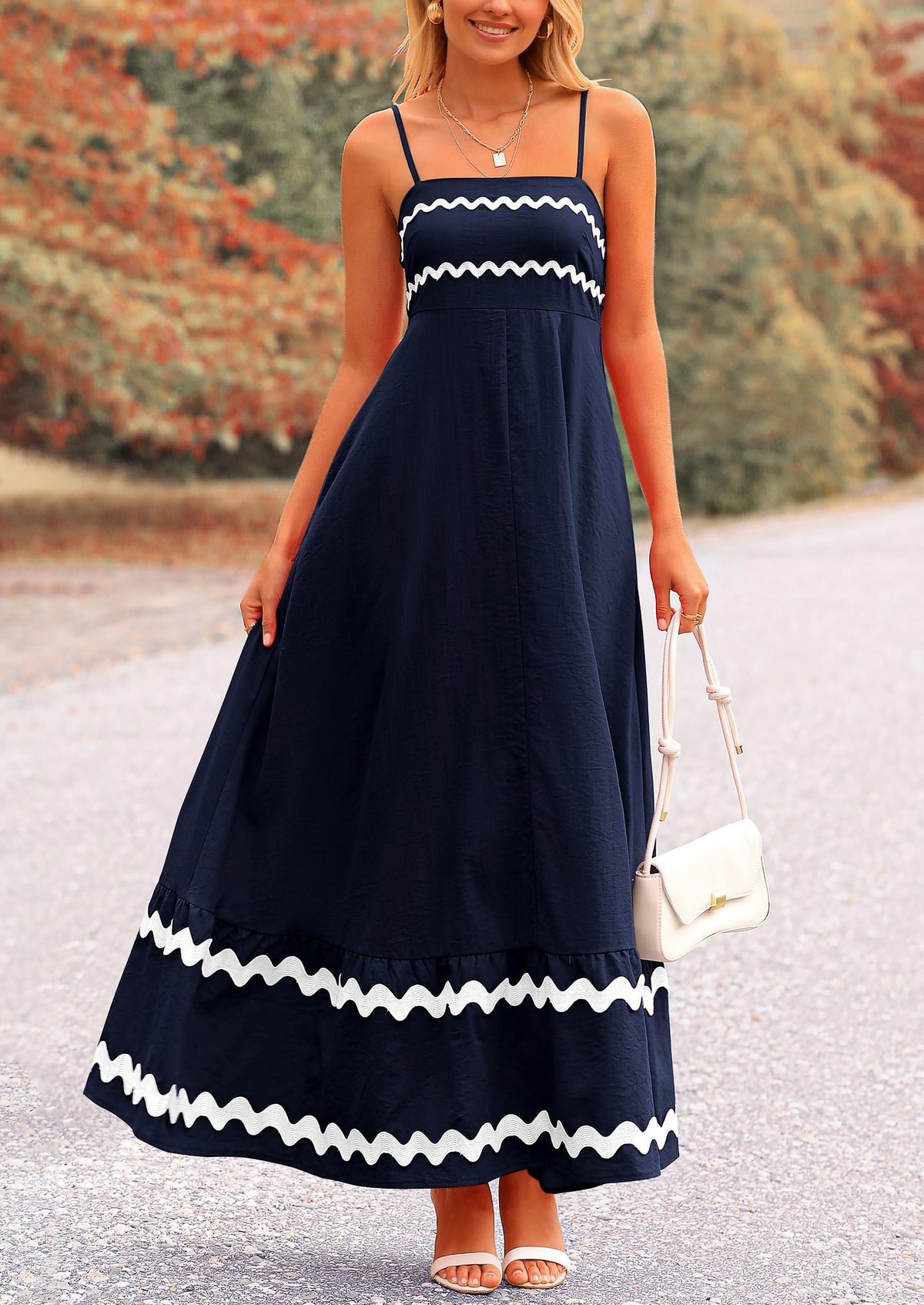 Casual Sleeveless Spaghetti Strap Ruffle Beach Flowy Maxi Dress