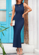 Casual Ribbed Knit Sleeveless Bodycon Maxi Dresses