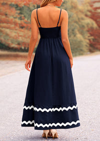 Casual Sleeveless Spaghetti Strap Ruffle Beach Flowy Maxi Dress