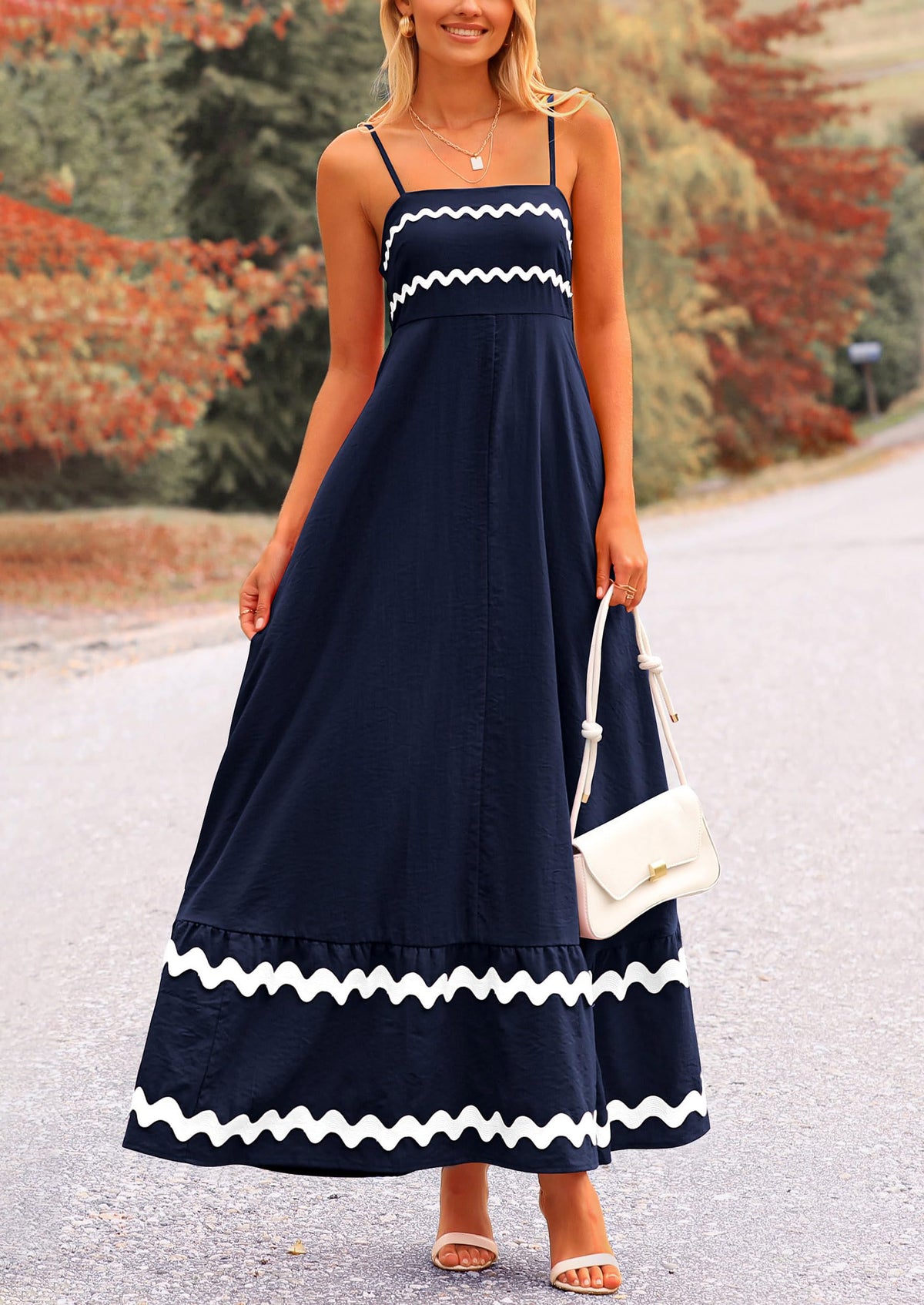 Casual Sleeveless Spaghetti Strap Ruffle Beach Flowy Maxi Dress