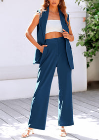 Sleeveless Suit Vest And Wide Leg Pants Business Casual Blazer Set
