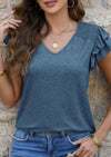 PRETTYGARDEN Summer Tops for Women Spring Trendy Fashion Clothes Casual Ruffle V Neck Short Sleeve Shirts Blouses