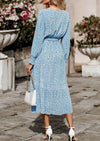 PRETTYGARDEN Women's Floral Print Boho Dress Long Sleeve Wrap V Neck Ruffle Belted A-Line Flowy Maxi Dresses