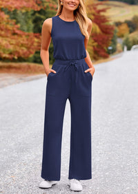 Summer One Piece Outfits Sleeveless Wide Leg Long Pants Jumpsuits