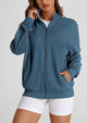 Full Zip Up Long Sleeve Loose Fit Trendy Casual Cardigan with Pockets