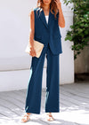 PRETTYGARDEN 2 Piece Outfits Sleeveless Suit Vest and Wide Leg Pants Business Casual Blazer Sets