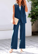 Sleeveless Suit Vest And Wide Leg Pants Business Casual Blazer Set