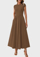 Casual Cap Sleeve Patchwork A Line Flowy Elegant Homecoming Maxi Dress