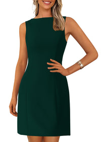 Sleeveless Boat Neck A Line Elegant Cocktail Party Mini Dresses