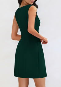 Sleeveless Boat Neck A Line Elegant Cocktail Party Mini Dresses